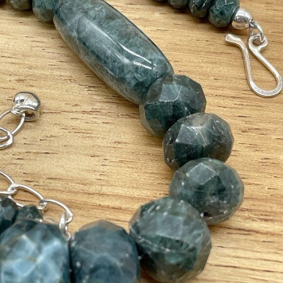 Jay King Teal Green Apatite 18" Sterling Silver Necklace Faceted Graduated Beads - Picture 10 of 11